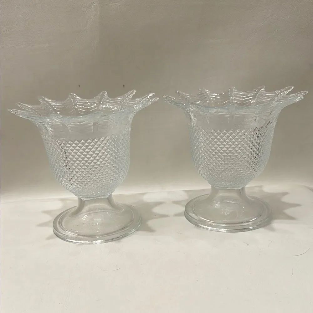 Studio Nova Clear Glass Vases Ruffled Edge 12 Oz Crystal Mini Diamond Portugal